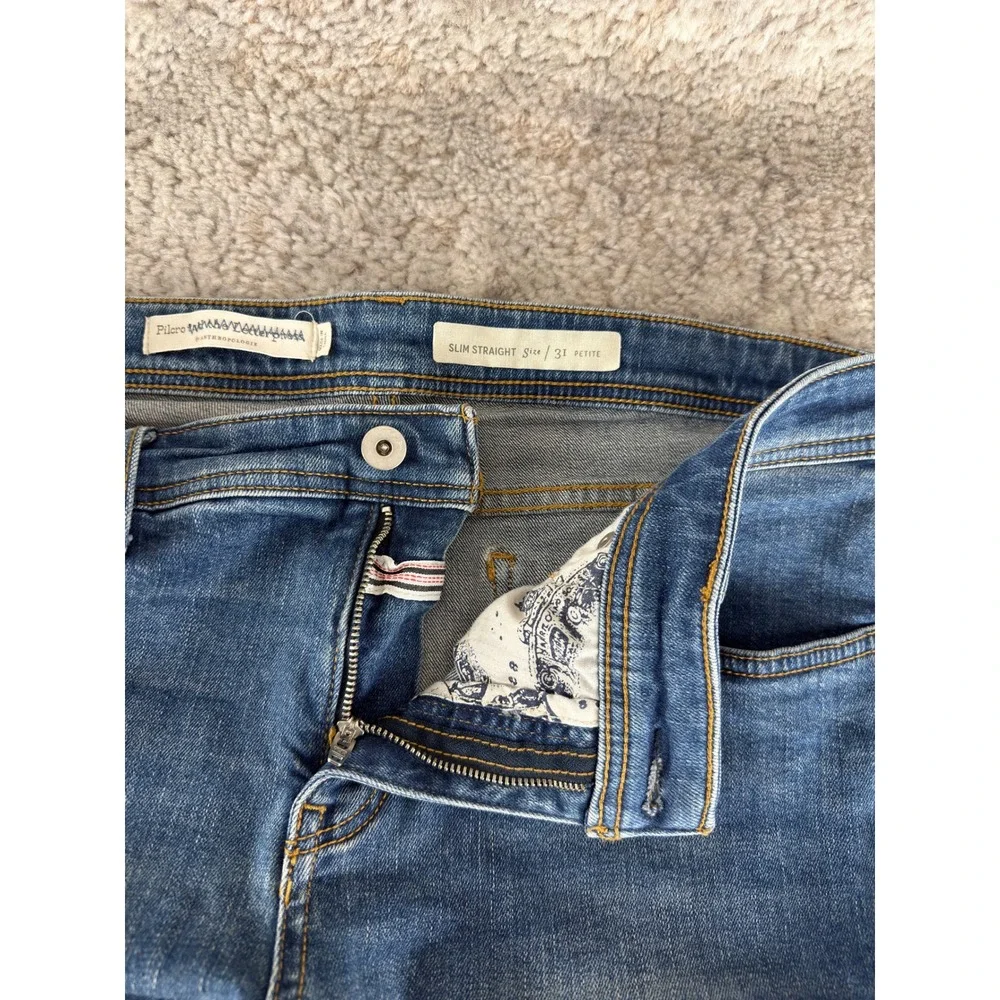 Pilcro and the Letterpress Size 31p Slim Straight Raw Hem Jeans Blue Women - Picture 7 of 10